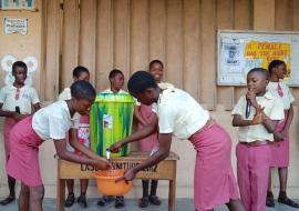 Ambassadors demonstrating Handwashing