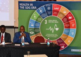 WHO Representative, Dr Charles Sagoe-Moses with the Executive Director of MOHSS, Mr. Ben. Nangombe WHO Representative, Dr Charles Sagoe-Moses with the Executive Director of MOHSS, Mr. Ben. Nangombe