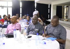 L-R: the Director of Health Security and Emergencies, the Chief Medical Officer of the Mnistry of Health and Sanitation and the WHO Country Representative in Sierra Leone