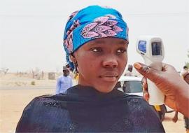 Temperature screening at Jimtilo point of entry near Maiduguri Temperature screening at Jimtilo point of entry near Maiduguri