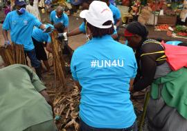 UN staff participating in Kalerwe Market to commemorate an UN day 2018