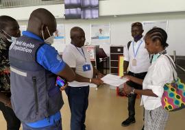 WFP and WHO officials engaging the Airport Authorities at the Lungi International Airport