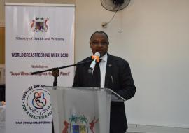Dr Laurent Musango, WHO Representative in Mauritius, advocating for the setting up of a ‘National Breastfeeding Promotion and Protection Committee’ as recommended in the National Framework to improve Maternal Newborn Child Health