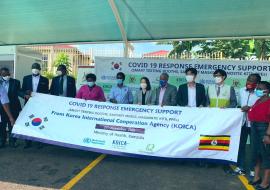 Ministry of Health, KOICA, WHO and Good Neighbours officials at the event to hand over the support to the Ministry Ministry of Health, KOICA, WHO and Good Neighbours officials at the event to hand over the support to the Ministry