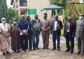 Director of ZNPHI, Professor Victor Mukonka (Four from right) With THPAZ President, Dr. Rodwell Vongo, (Centre) with some members of THPAZ 