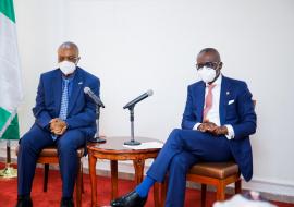 Lagos State Governor (right) listening to the  WHO Representative at the Government House. Phot creditChima Ochemba 1