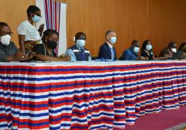 Dignitaries during the  J & J COVID-19 vaccine launch ceremony in Monrovia