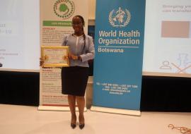 Professor Bontle Mbongwe, after delivering her acceptance speech at the World No Tobacco Award Ceremony