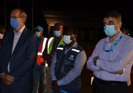 UN Resident Coordinator, Mr Neils Scott, WHO Acting Representative and UNICEF Representative at the J&J COVID-19 vaccine donation ceremony by the World Bank