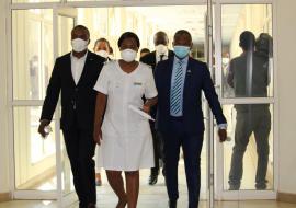 Minister Edwin Dikoloti and his delegation visiting the COVID-19 isolation facilities at Scottish Livingstone Hospital