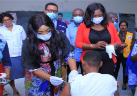 Cross Rivers State Commissioner of Health, Dr Betta Edu, flagging-off the vaccination campaign
