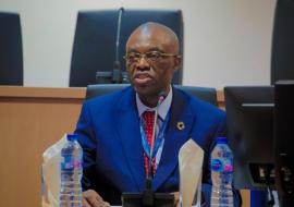 Dr Walter Kazadi Mulombo, WHO Representative and UN Resident Coordinator (Ad Interim) giving his remarks at the UN Day commemoration in Abuja. Photo credit_WHO_Ogbeidee