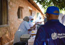 WHO personnel supervising preparations at a vaccination post in Jalingo, Taraba State