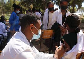 A 14-year-old girl received HPV vaccine at her school in Addis Ababa, January 2022