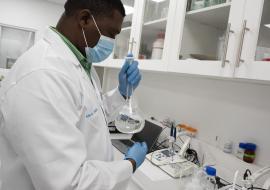 Laboratory Technician working in the new PHL in Zanzibar