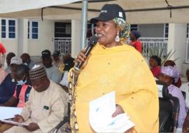 Hajiya Zuwaira Gambo giving her welcome remarks on behalf of her Excellency, Dr. Falmata Zulum