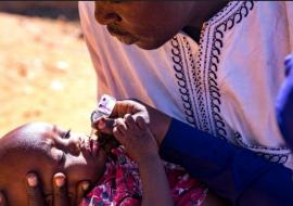 A child being vaccinated during the SIA campaign in Sokoto State