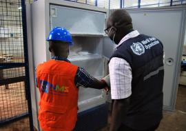 First Doses of the Ebola Vaccine Trial being stocked at the National Medical Store in Kampala, Uganda
