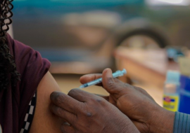 A woman receiving the COVID-19 vaccine in Abuja A woman receiving the COVID-19 vaccine in Abuja