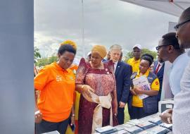 Chief Guest Hon. Lukia Nakadama (2ndRight) inspects exhibitors