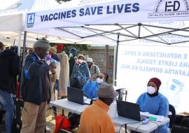 Community members receiving free medical screening during the launch of Integrated Health Service Programme in Thaba Tseka District, Lesotho