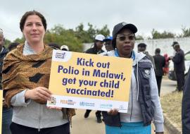 Polio message placard
