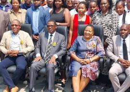 Honorable Deputy Minister of Health and Social Services, Dr Ester Muinjangue, Executive Director of the Ministry of Health and Social Services, Mr Ben Nangombe, WHO AFRO Senior Project Officer, TNR, Dr William Maina, Kavango East Region. Acting Director Mr. Woita Kampumburu
