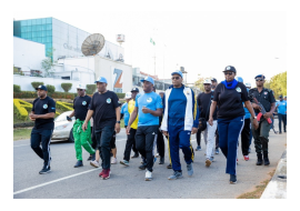 2023 #UHC Day commemorative walk in Abuja led by the Coordinating Minster for Health and Social Welfare Prof Pate accompanied by the WHO Country Represntative Dr Mulombo