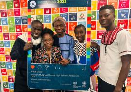 Espoir Safari (left) with other Model UN delegates