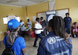 GAVI and WHO joint field visit with MOH at Cana Primary where there was an ongoing HPV vaccination drive