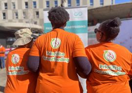 Staff of WHO and National Department of Health during campaign for Breastfeeding.