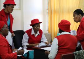 Nhlangano Health Centre Nursing Sisters discussing the MR campaign data