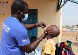 WHO staff administering oral cholera vaccine in Bentiu, Unity State - South Sudan