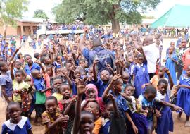 Excited for the Polio vaccine, Makawa Primary School students