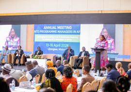 Minister of Health Malawi Hon Madalitso Baloyi opening the NTDs Managers meeting in Malawi