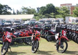 216 motorbikes, 10 vehicles and 1 truck were part of the equipment that was handed over to the Government