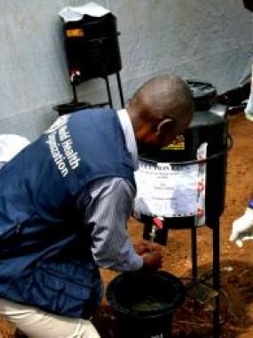 Hand-washing in Chlorine solution 