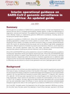 Interim operational guidance on SARS-CoV-2 genomic surveillance in Africa: An updated guide