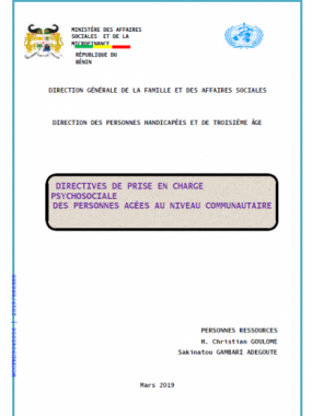 DIRECTIVES DE PRISE EN CHARGE PSYCHOSOCIALE DES PERSONNES AGÉES AU NIVEAU COMMUNAUTAIRE