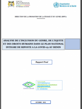 ANALYSE DE L’INCLUSION DU GENRE, DE L’EQUITE ET DES DROITS HUMAINS DANS LE PLAN NATIONAL INTEGRE DE RIPOSTE A LA COVID-19 AU BENIN