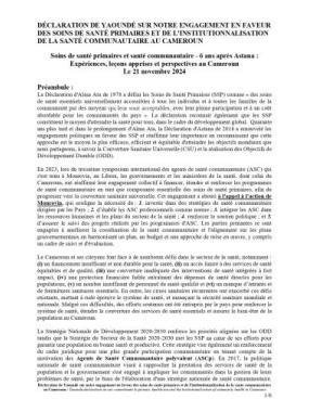 Yaoundé Declaration on PHC and Institutionnalisation of health community
