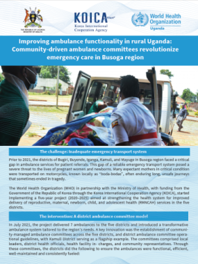 Improving ambulance functionality in rural Uganda: Community-driven ambulance committees revolutionize emergency care in Busoga region