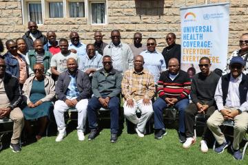 Participants at the Menâ€™s Integrated Health Services Core Package and Implementation Framework validation workshop in Leribe District.