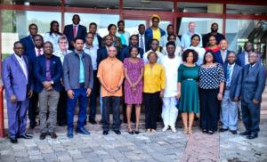 Dr Alemu (4th from left) and management staff at the 2017 annual retreat in Abuja