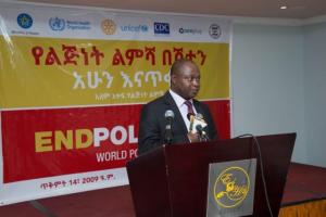 Dr Paul Mainuka, Officer in Charge of WHO Ethiopia, speaking at the celebration of WPD 2016