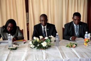 L-R Deputy CMO, Dr Sarian Kamara; Deputy Minister of Health Dr A.B Fofana; WHO Representative Dr Jacob Mufunda