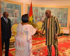 Dr Moeti duing visit to President Roch Marc Christian Kaboré of Burkina Faso