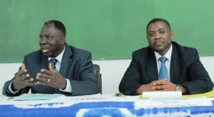 Le Ministre de la santé, le Prof Charles Kondi Agba et le chargé du Bureau de l’OMS, le Dr Elongo Tarcisse