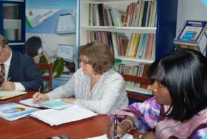 Director PEPFAR flanked by unicef on the right and WHO Representative on the left