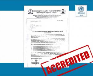 Certificate of accreditation for College of Health Technology, Ningi in Bauchi state